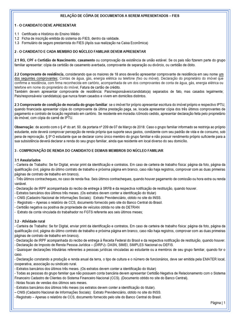 Relacao de Documentos a Serem Apresentados 20232 | PDF | Imposto de ...
