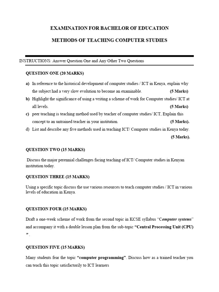 Methods of Teaching Computer Studies 1 | PDF