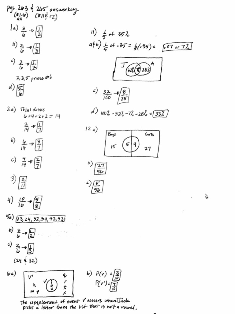 Pgs. 263 & 265 Answer Key | PDF