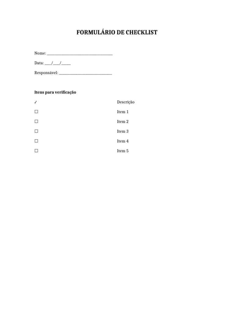 Formulario Checklist Profissional | PDF