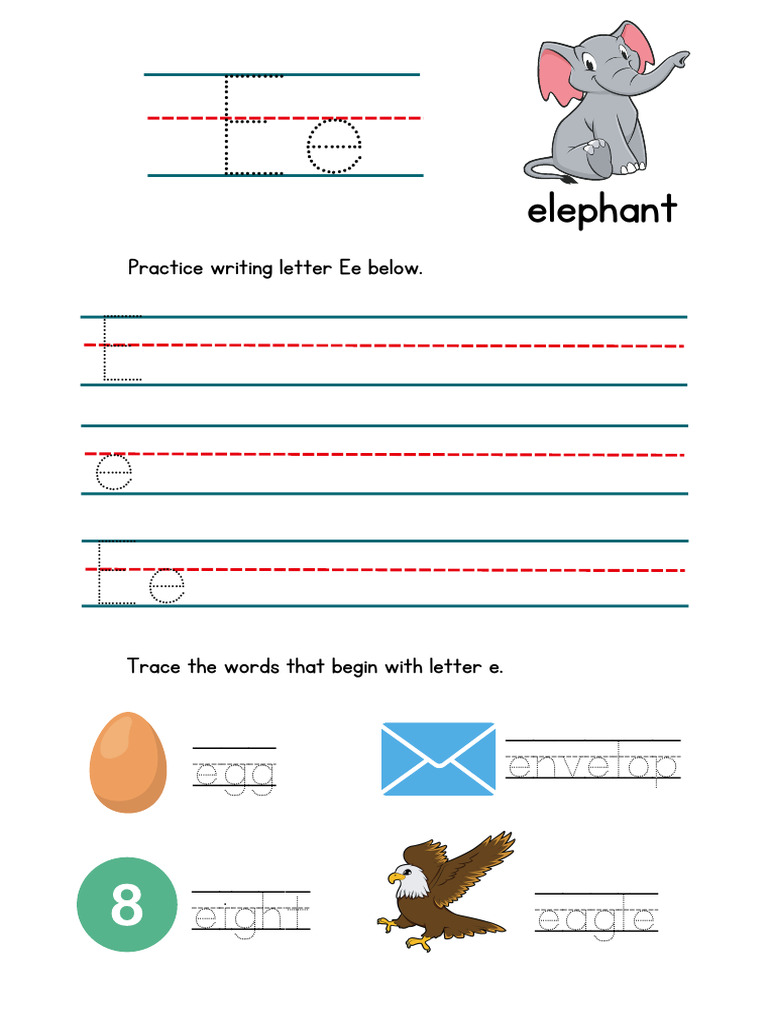 Writing Letter Ee Worksheet | PDF