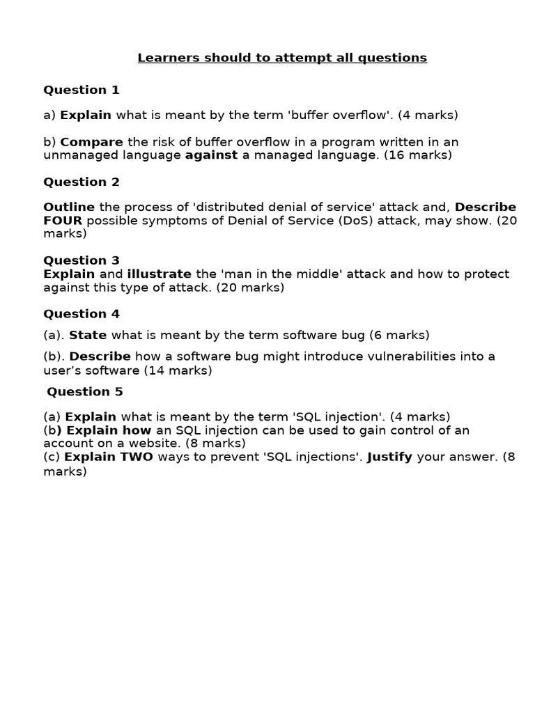 Learners Should to Attempt All Questions | PDF