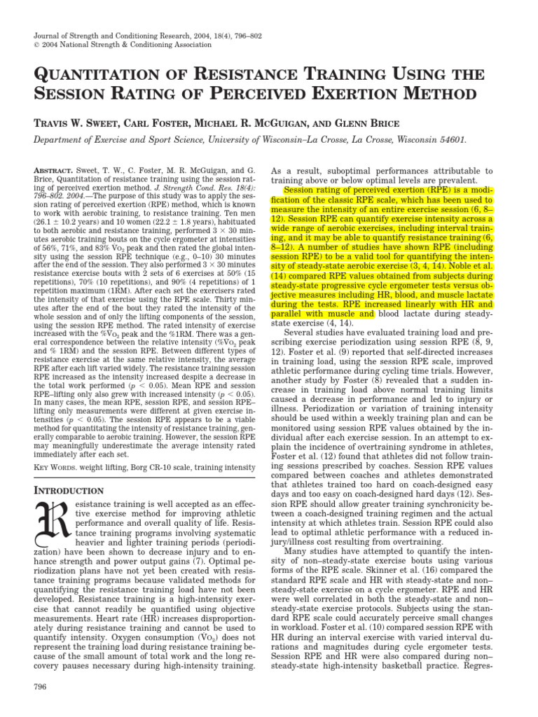 Quantification of Resistance Training Using the Session Rating of ...