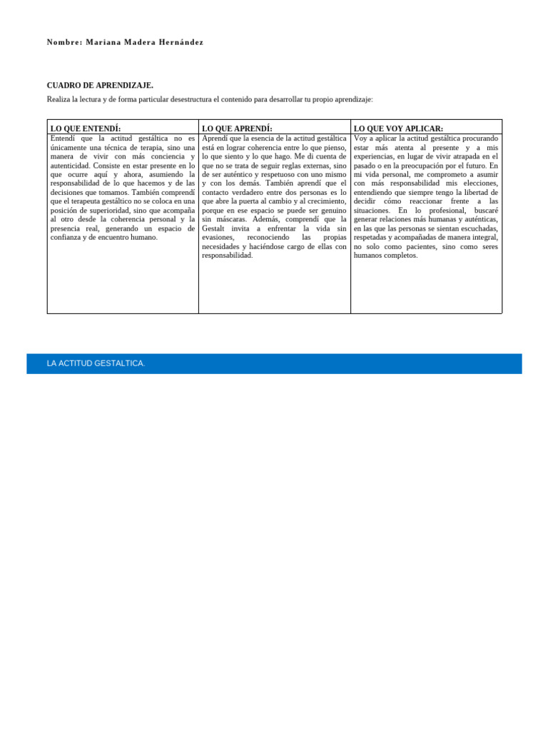 ACTIVIDAD ACTITUD GESTALTICA | PDF