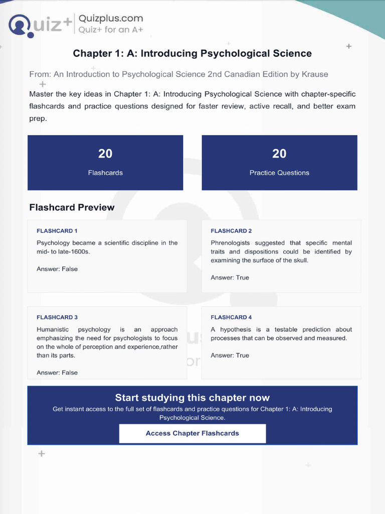 Flashcards for Chapter 1 a Introducing Psychological Science | PDF