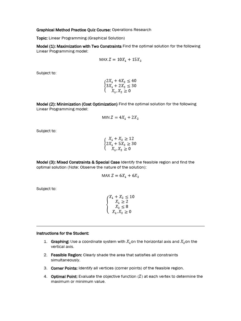 Graphical Method Practice Quiz | PDF