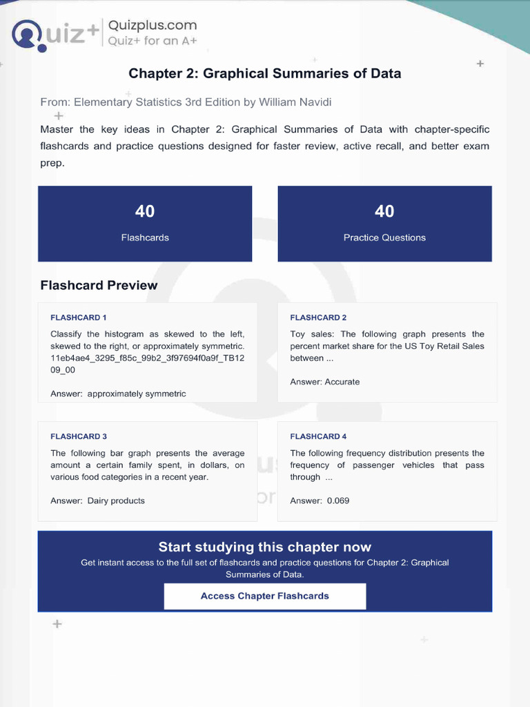 Flashcards for Chapter 2 Graphical Summaries of Data | PDF