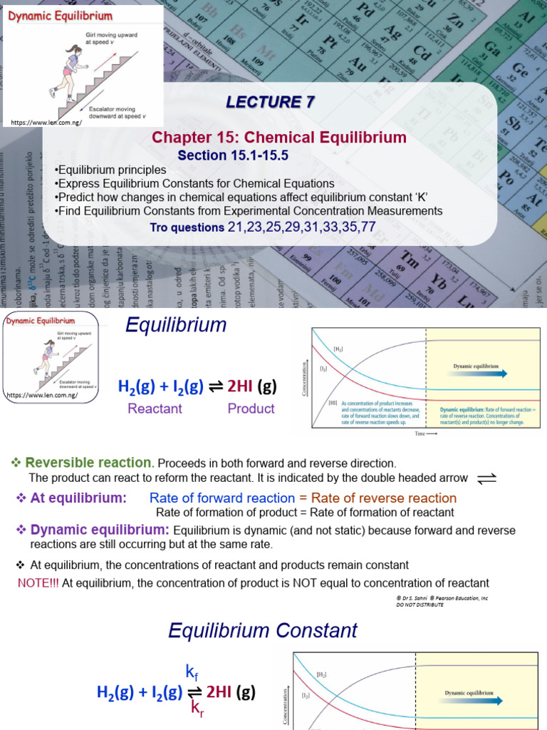 Sp26+Lecture+7+Chapter+15 | PDF | Chemical Equilibrium | Stoichiometry