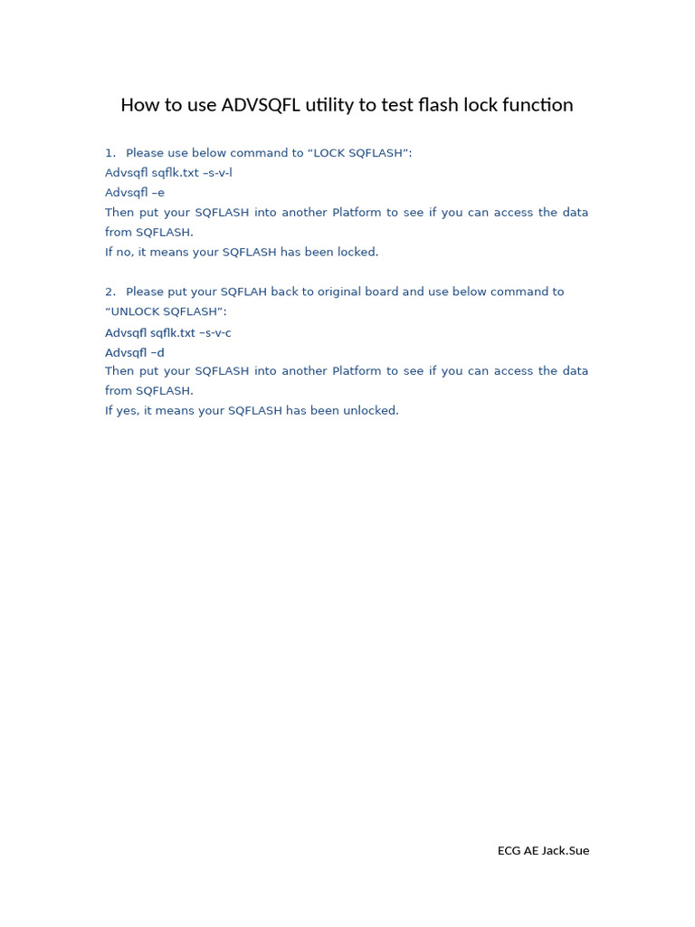 How+to+Use+ADVSQFL+Utility+to+Test+Flash+Lock+Function | PDF