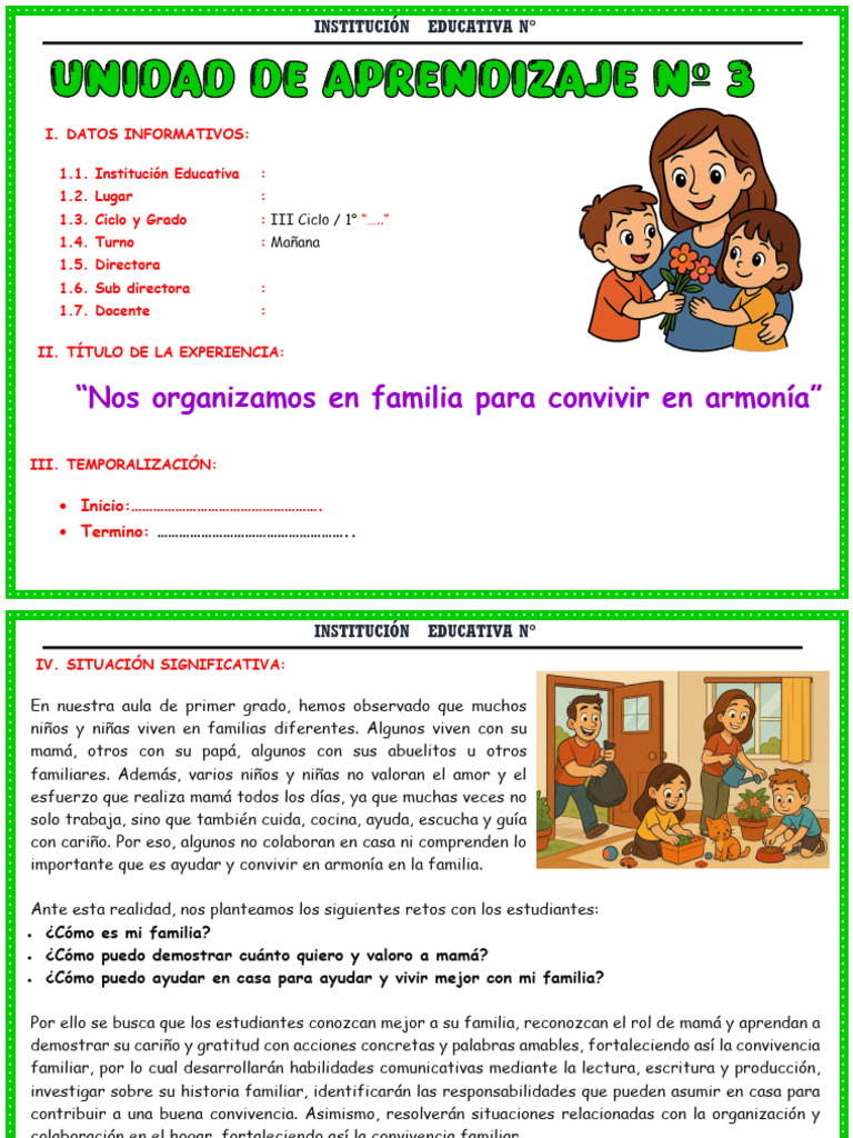 Unidad de Aprendizaje #3 - 1° Grado Maestra Janet | PDF | Comunicación ...