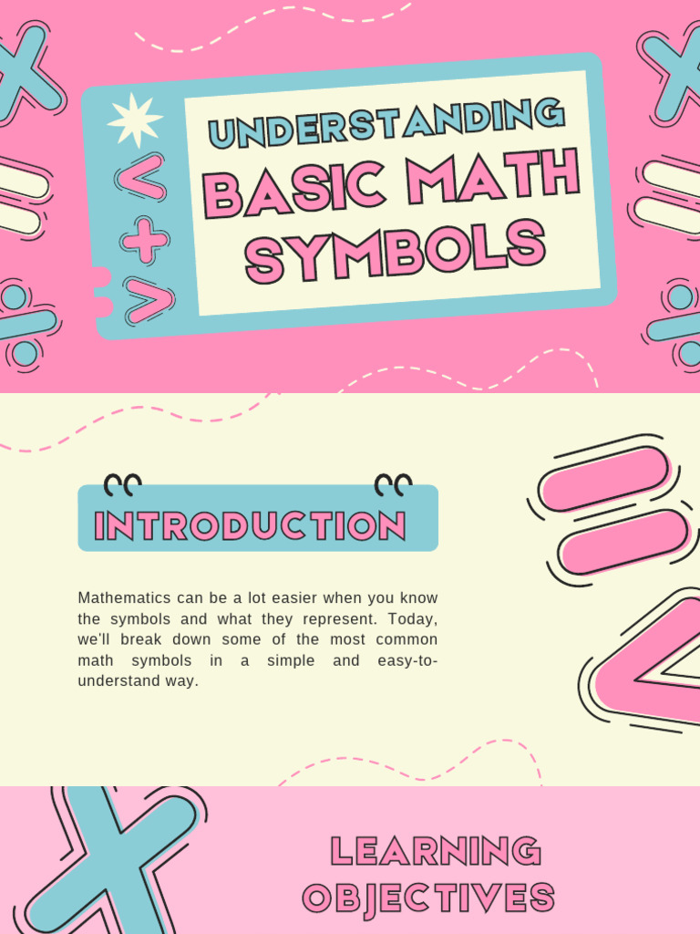 Learning Basic Math Symbol Presentation in Pink Playful Style | PDF ...