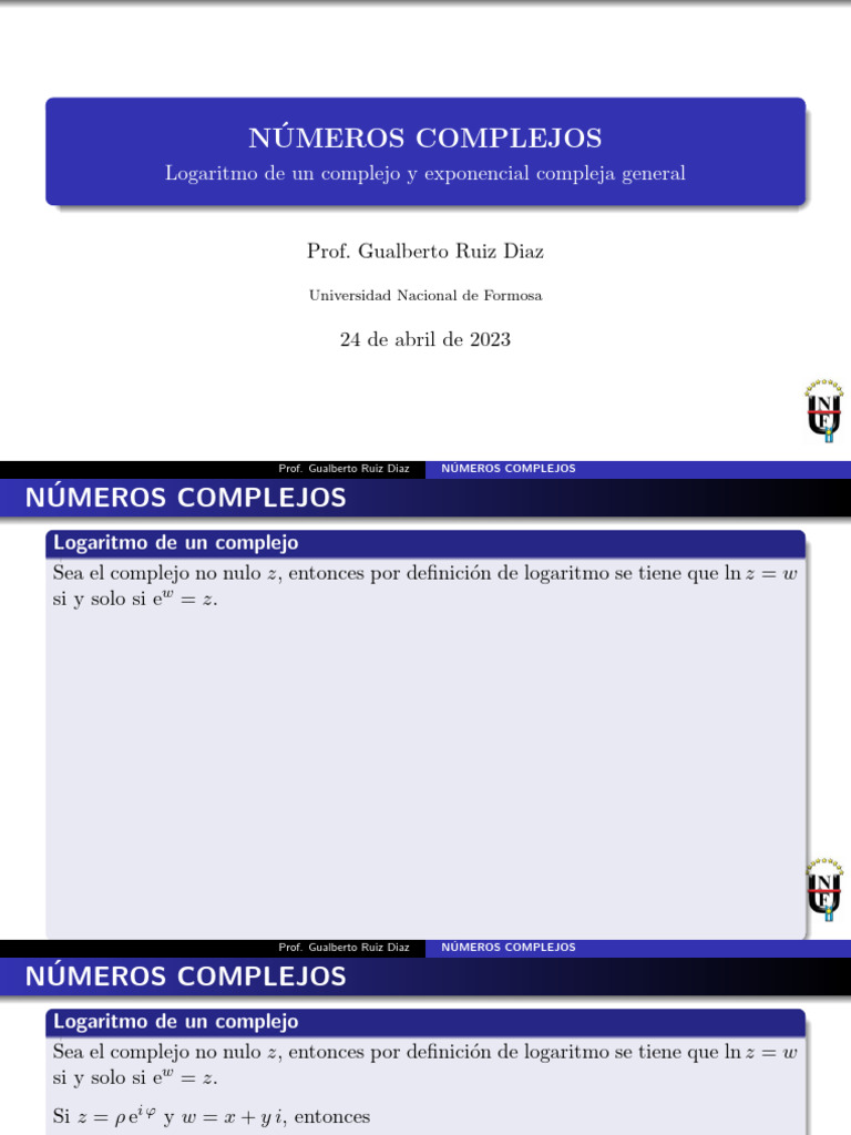 Logaritmo de Complejos | PDF | Logaritmo | Funcion exponencial