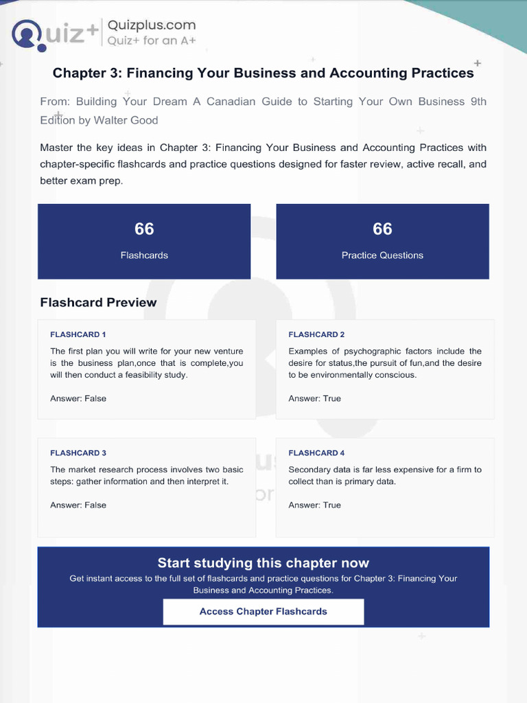 Flashcards for Chapter 3 Financing Your Business and Accounting ...
