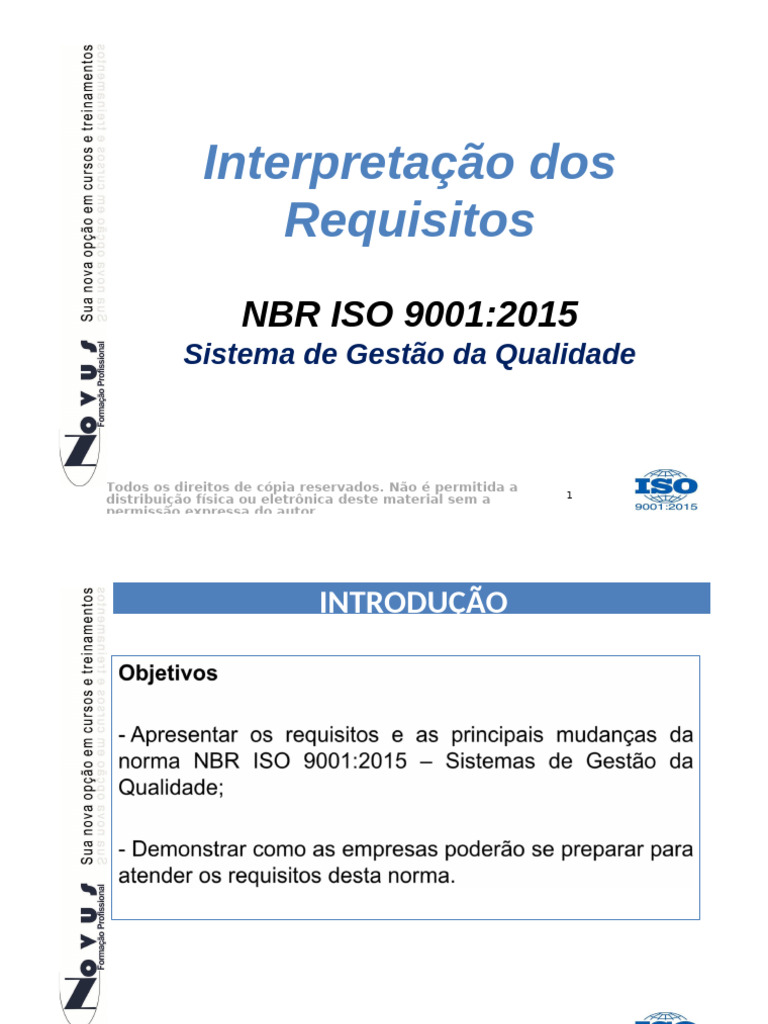 1 - Interpretação ISO 9001 2015 - Introdução | PDF | Gestão de ...
