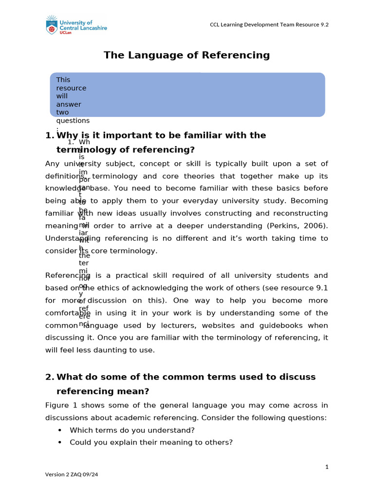 9.2 The Language of Referencing | PDF | Citation | Human Communication