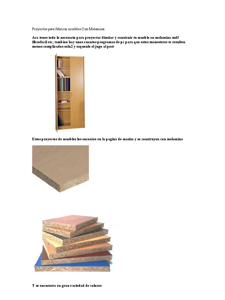 Proyectos para Fabricar Muebles Con Me Lamina PDF