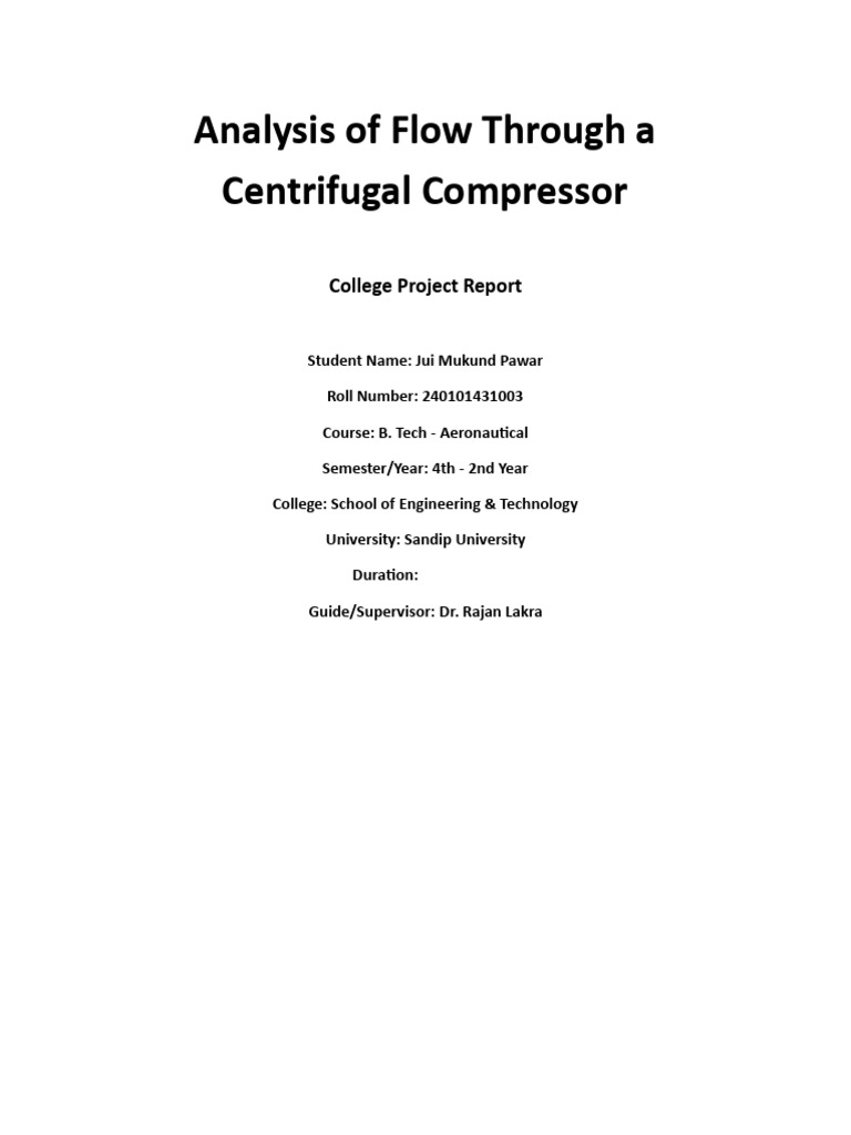 Analysis of Flow Through a Centrifugal Compressor (1) | PDF ...
