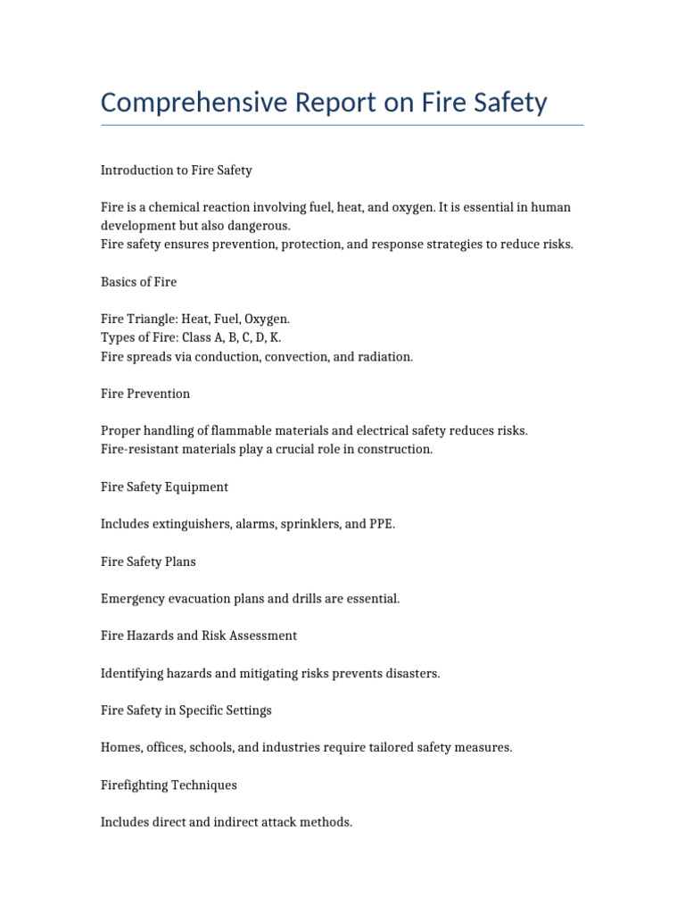 Fire Safety Report | PDF | Fire Safety | Fires