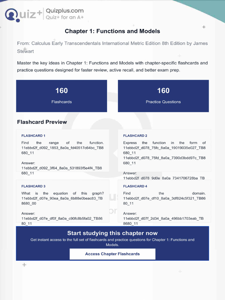 Flashcards for Chapter 1 Functions and Models | PDF