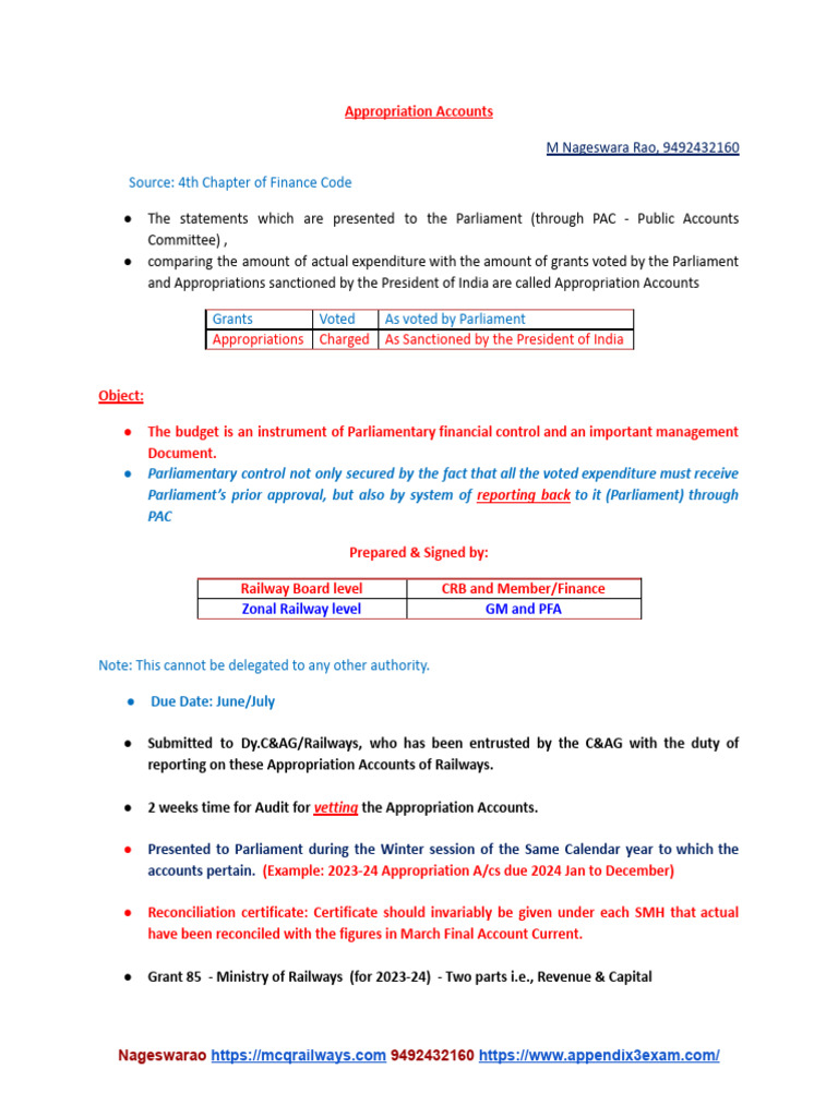 Appropriation Accounts.docx | PDF | Expense