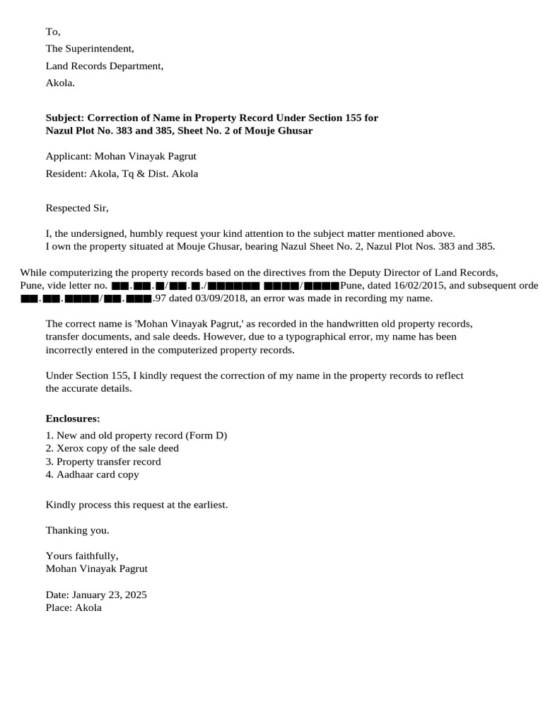 Correction Request Letter | PDF