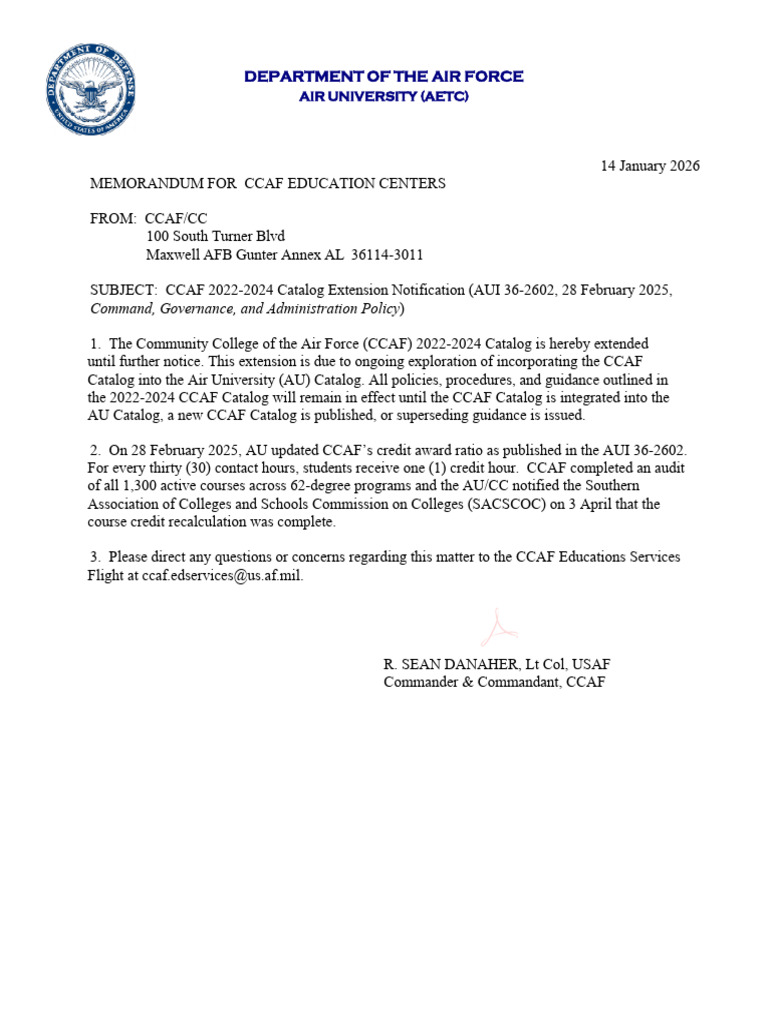 2022 2024 CCAF General Catalog Change 3 1 | PDF | Maxwell Air Force ...