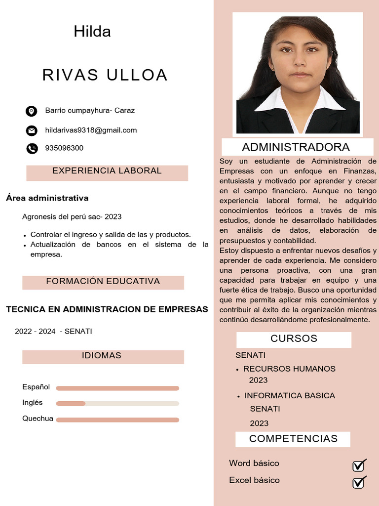 CV Hilda Rivas Ulloa | PDF | Economias | Business