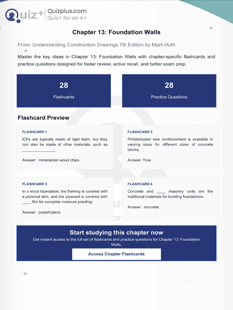 Flashcards for Chapter 13 Foundation Walls | PDF