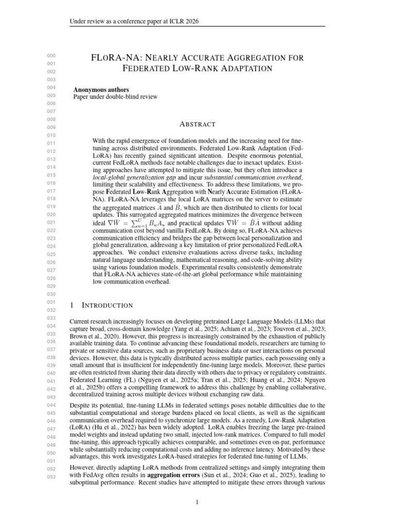 Flora-na_nearly Accurate Aggregation for Federated Low-rank Adaptation ...