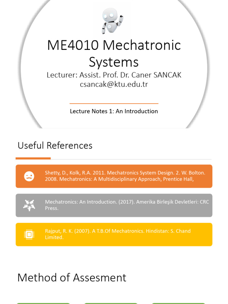 Mechatronic Systems Lecture 1 | PDF | Actuator | Mechatronics