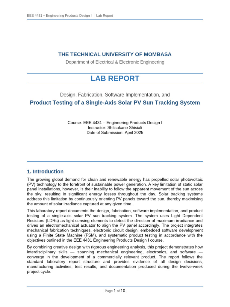Solar Tracker Lab Report | PDF | Photovoltaics | Arduino
