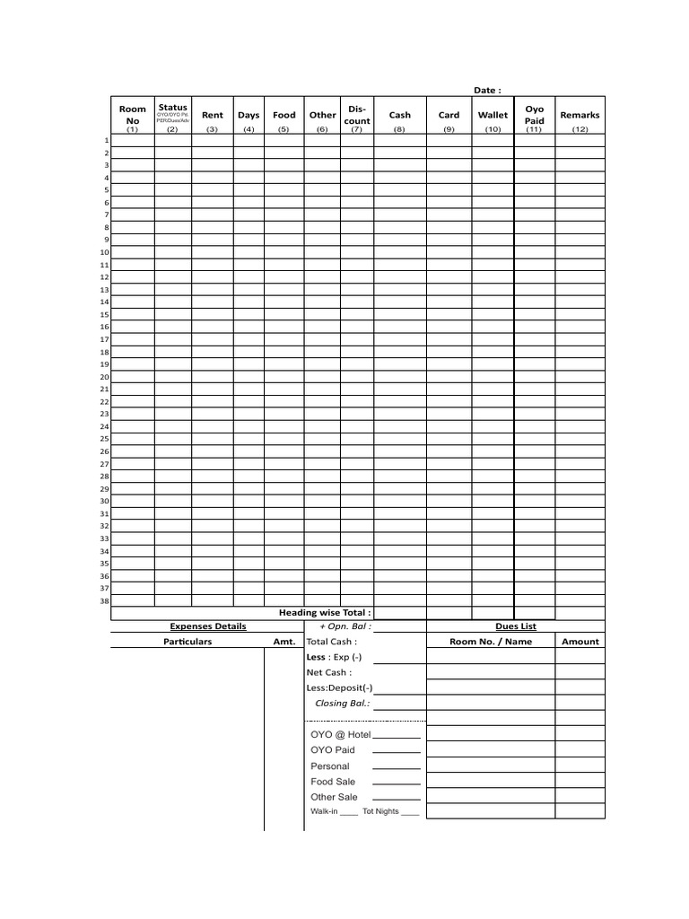 Daily Entry Format Half Crown | PDF