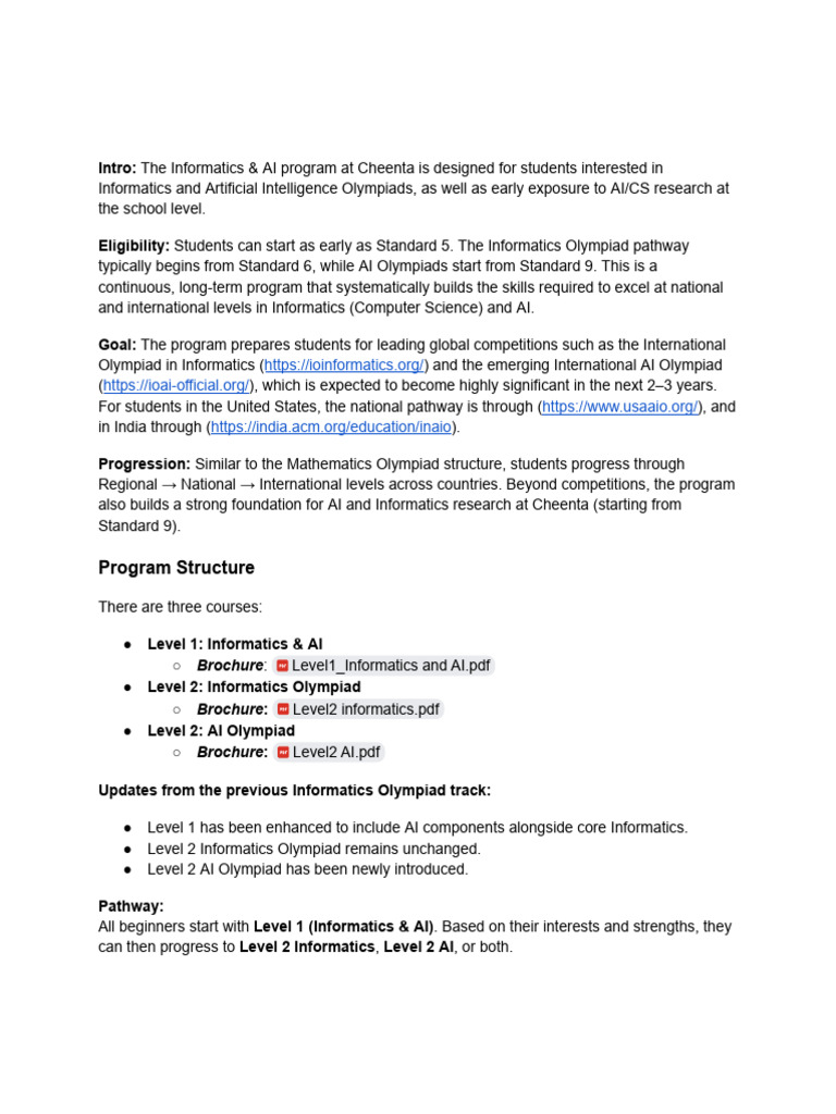 Informatics & AI Programs | PDF