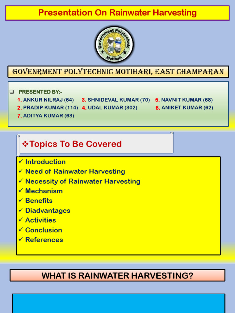 Ppt on Rainwater Harvesting | PDF | Groundwater | Water