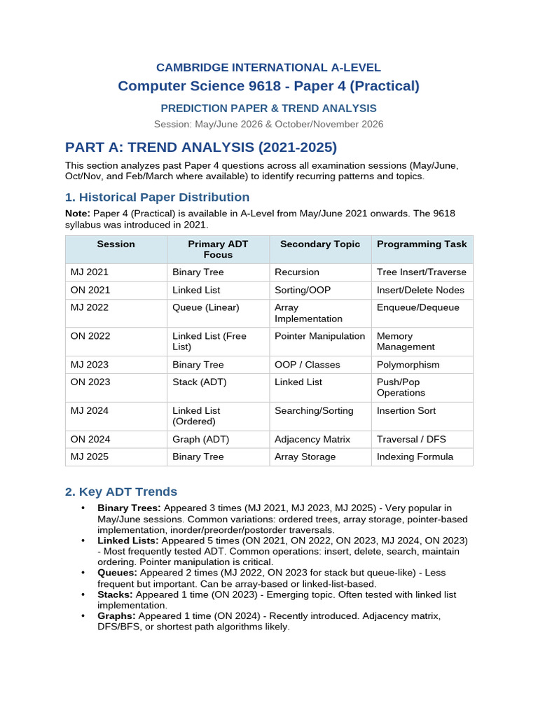 CAIE 9618 Paper4 Guess Paper 2026 | PDF | Queue (Abstract Data Type ...