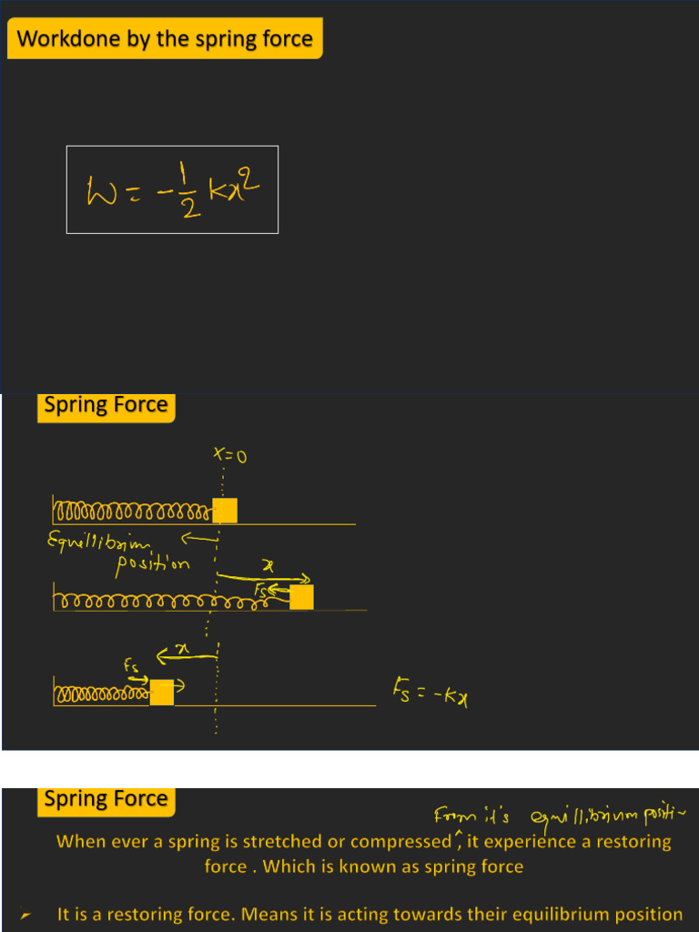 Class 11th Workdone by Spring Force | PDF