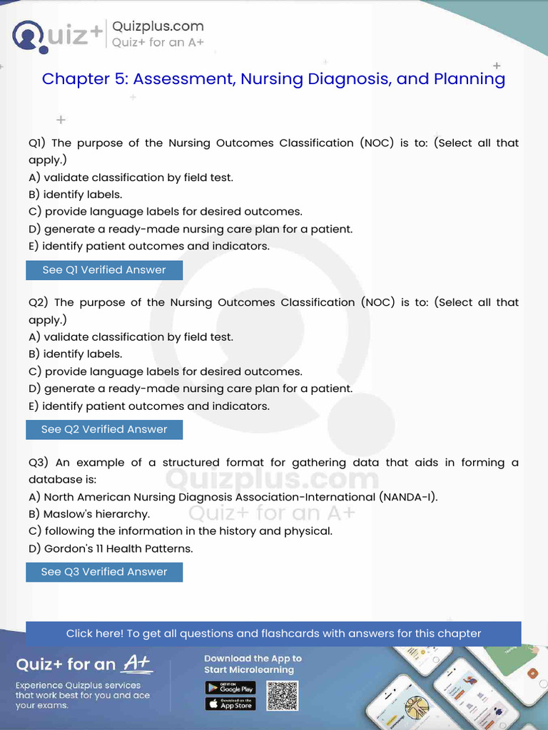 The Purpose of the Nursing Outcomes Classification Noc is to Select All ...