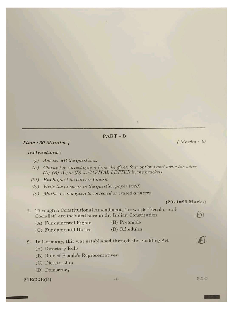 Tg Ssc 2026 Social Part B Bit Paper | PDF