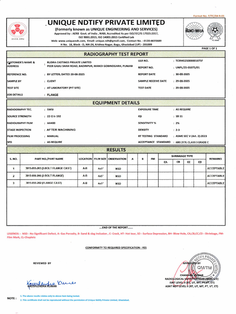 Rediography Test Report | PDF