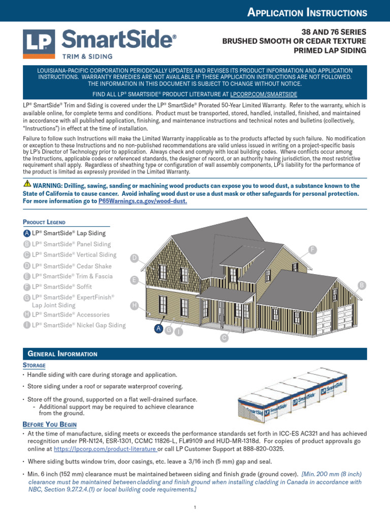 LP SmartSide Lap Siding - Installation Instructions | PDF | Framing (Construction) | Roof