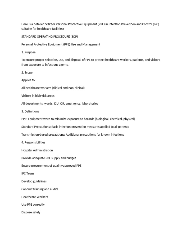 PPE Sop | PDF | Personal Protective Equipment | Hand Washing