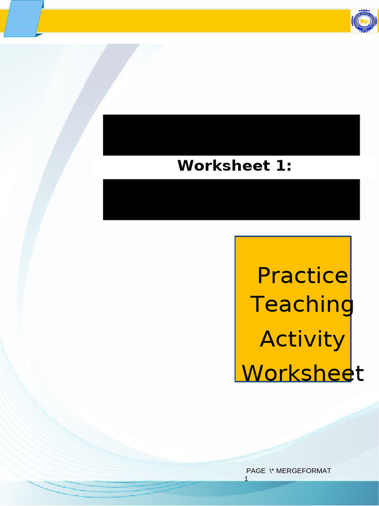 2026 Pt Worksheet 1 Introduction to Practice Teaching | PDF | Teachers