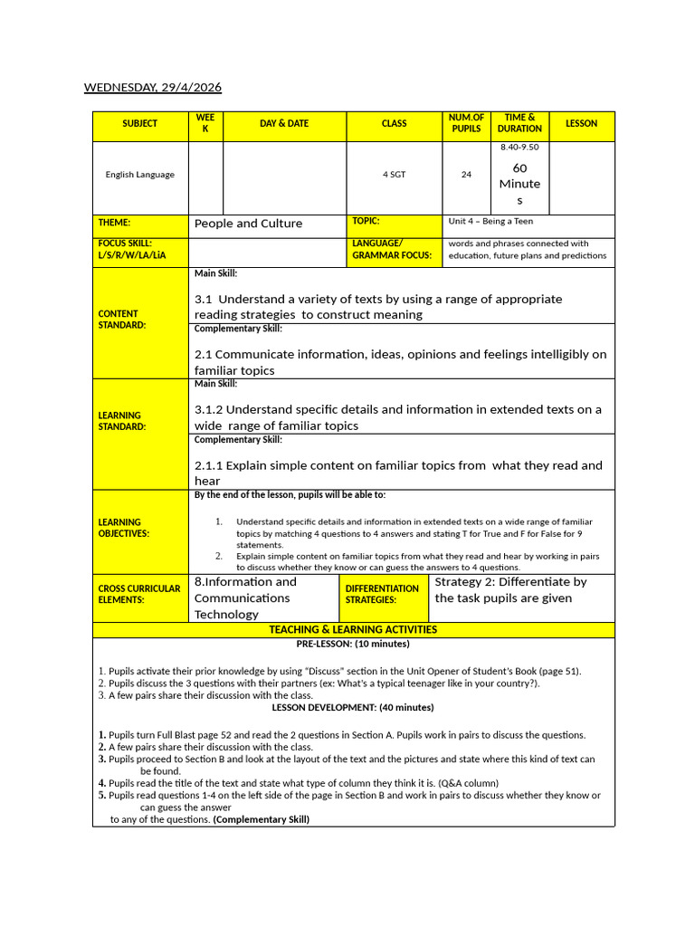 WEDNESDAY 29042026 | PDF | Information | Learning