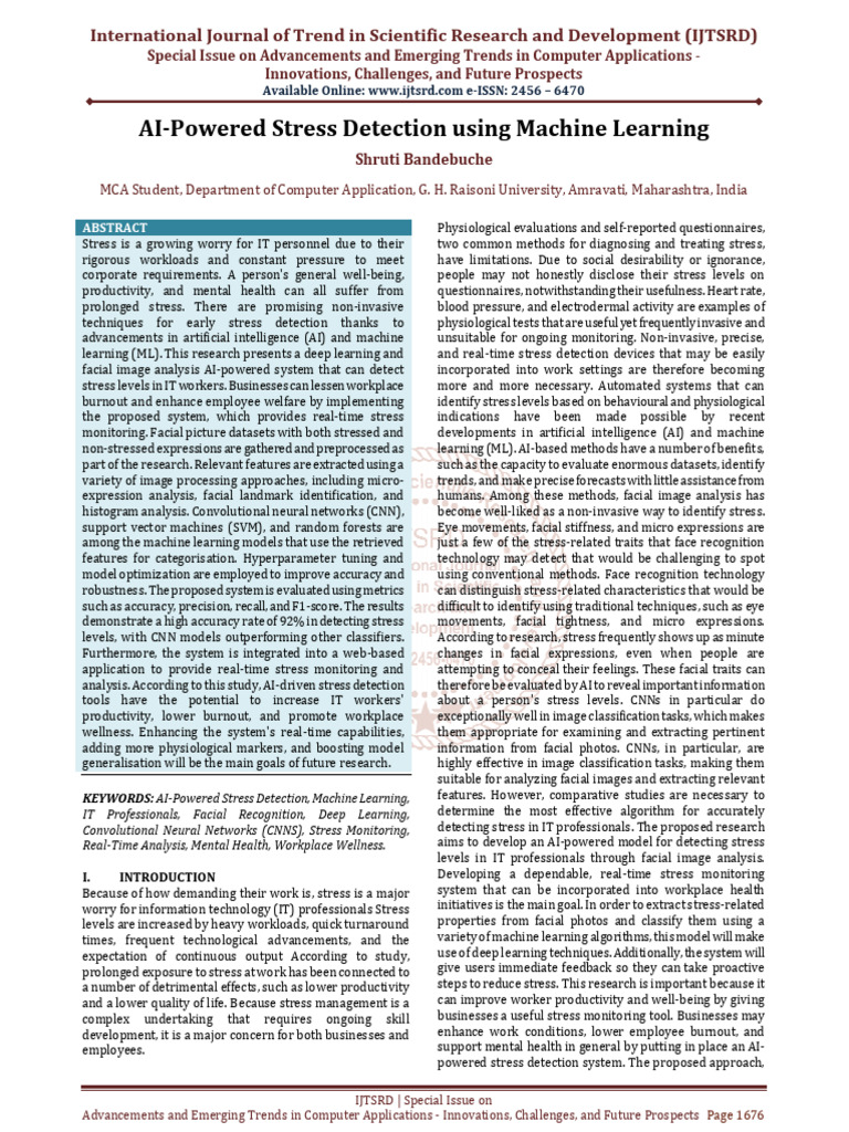 AI Powered Stress Detection using Machine Learning | PDF | Machine ...