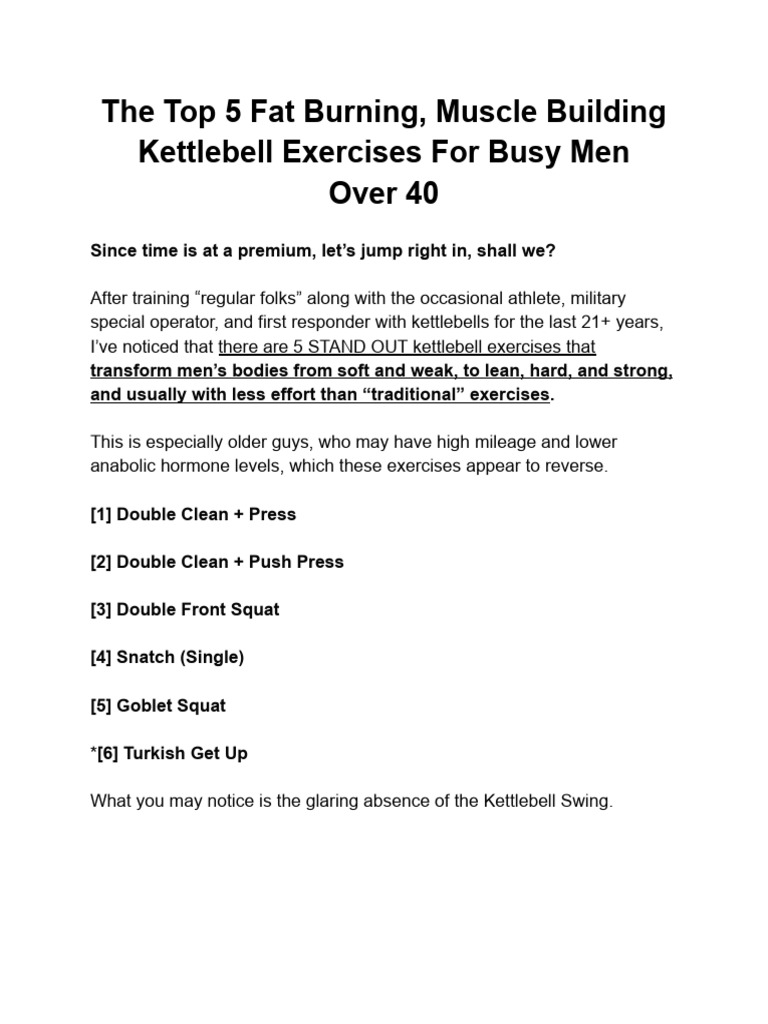 The Top 5 Fat Burning Muscle Building Kettlebell Exercises for Busy Men ...
