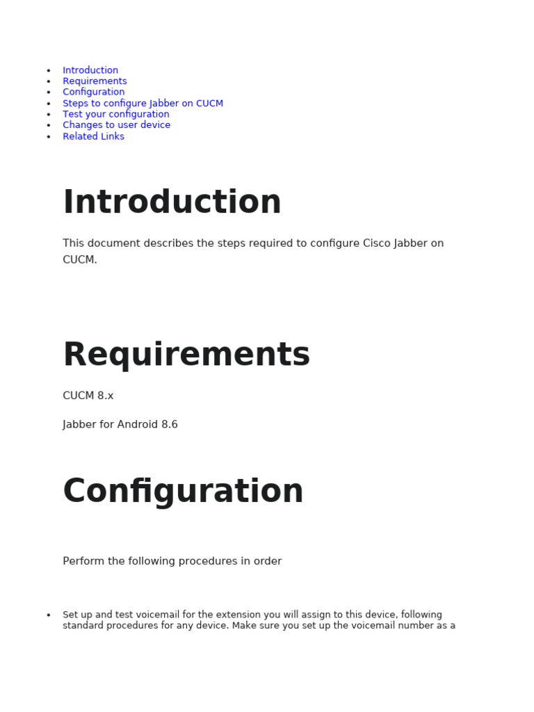 Configuration of Cisco Jabber | PDF | Session Initiation Protocol ...