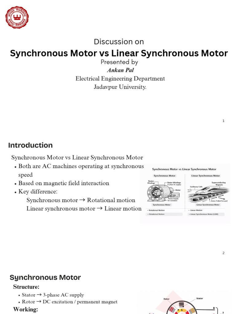 Synchronous Motor vs Linear Synchronous Motor | PDF