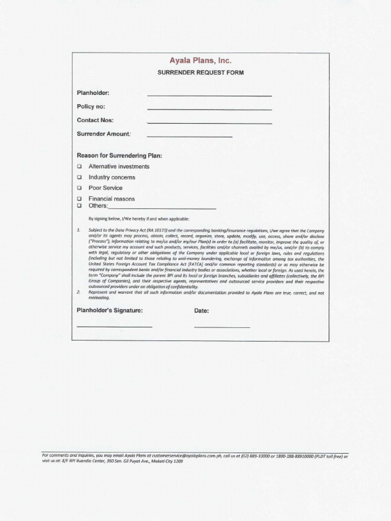 AP Surrender Form | PDF