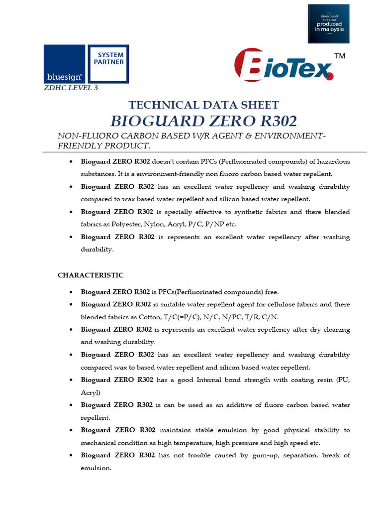 Tds-bioguard Zero r302 | PDF | Water | Textiles