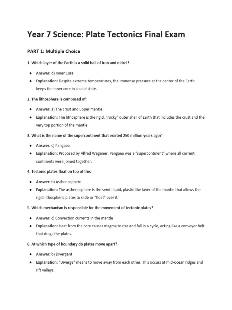 Plate Tectonics Final Exam with Explanations | PDF | Plate Tectonics ...